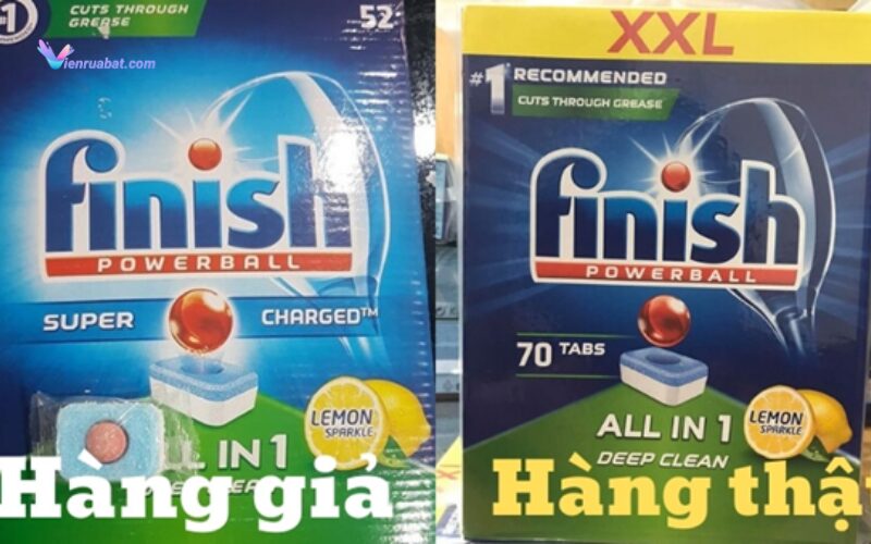 phân biệt viên rửa bát Finish giả và thật