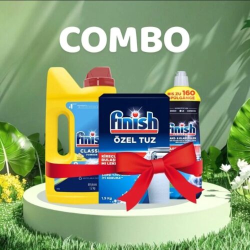 Combo Bột rửa bát 1.2kg + Muối 1.5kg + Nước làm bóng 800ml